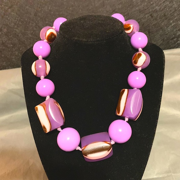 Purple Choker Chunky Bead Necklace - Picture 1 of 2